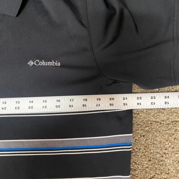 Columbia Omni-Wick Polo Shirt Men's Medium Black Striped Advanced Evaporation - Picture 6 of 11